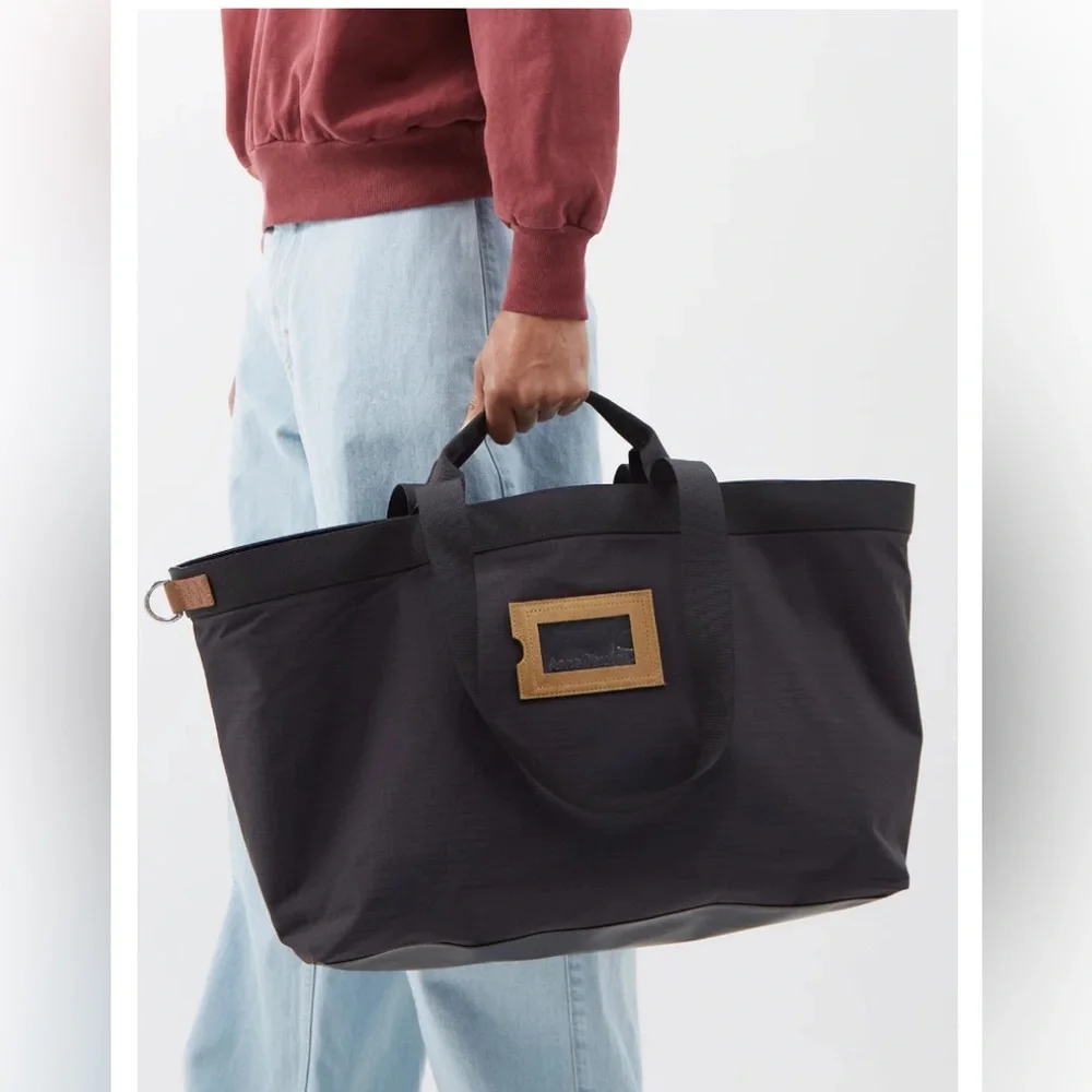 Acne Studios Post Ripstop Nylon & Suede Tote Black